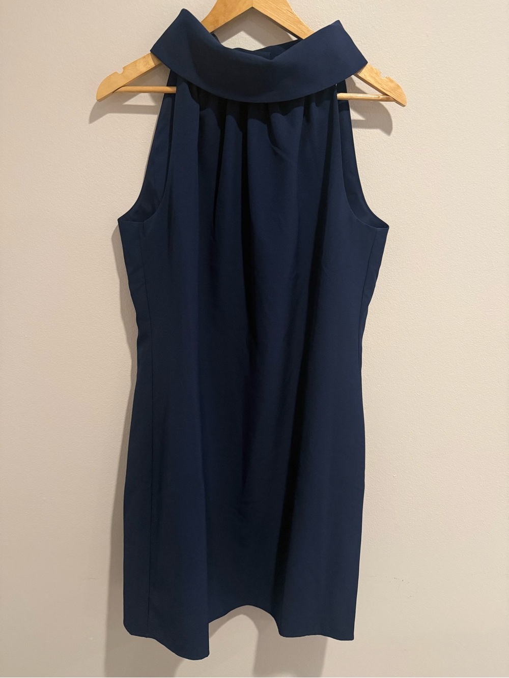 Sail to Sable STS Navy Blue High Neck Shift Dress Sleeveless Button Back Large